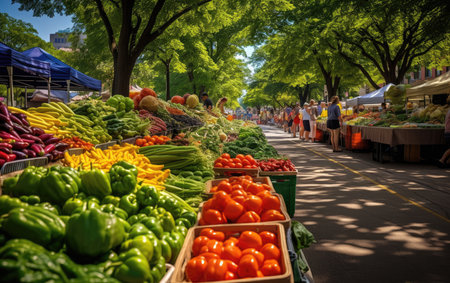 Vibrant Scene with Fresh Produce Aplentyの素材