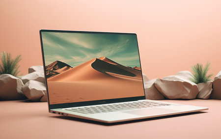 Sleek Laptop Mock Up Isolatedの素材