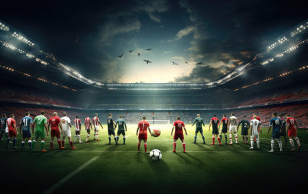 Game On Athletes Unite on Football Fieldの素材