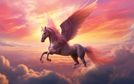 Enchanting Pegasus Soaring Through the Skiesの素材