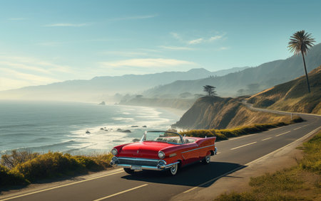 Classic Car Escape: Coastal Road Trip with a Convertible.の素材