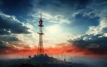 Telecommunications Tower Reaching Skywardの素材