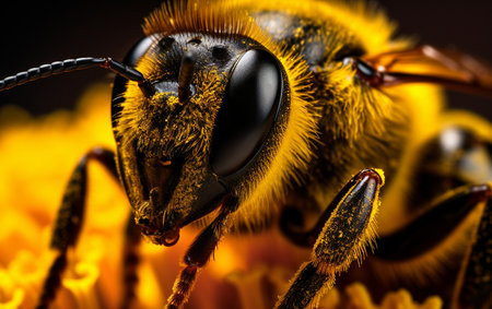 Macro Beauty A Close Up of a Beeの素材