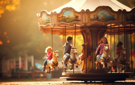 Kids Enjoy Natural Park Merry Go Roundの素材