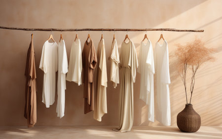 Hanging Ramie Clothing in Natureの素材