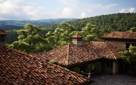 Rustic Clay Roof Tiles Characterizeの素材