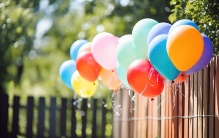 Park Balloons Wooden Fence Colorfulの素材