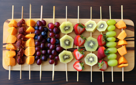 Fruit Display on a Wooden Boardの素材