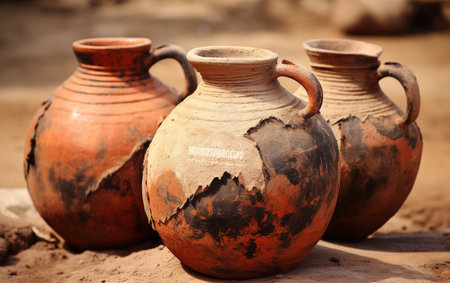 Cool and Fresh Water in Earthy Clay Jugsの素材