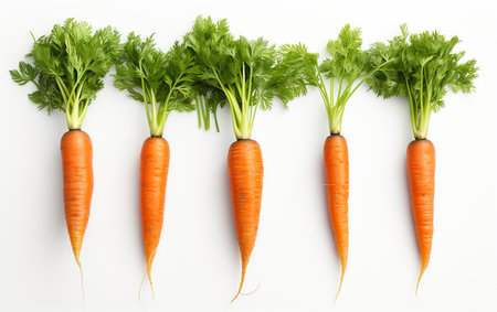 Vibrant Carrots on White Backgroundの素材