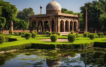 Jahangir's Tomb Amidst Lush Garden Beautyの素材