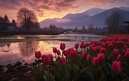 Dusk Serenade at the Kashmiri Tulip Gardenの素材