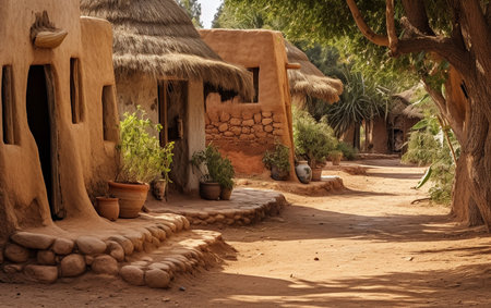 Rustic Pathway Amidst the Idyllic Setting of a Villageの素材