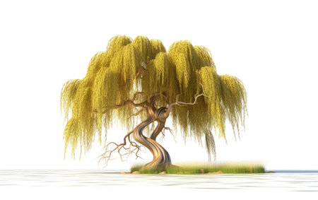 Vibrant 3D Willow On White Backgroundの素材