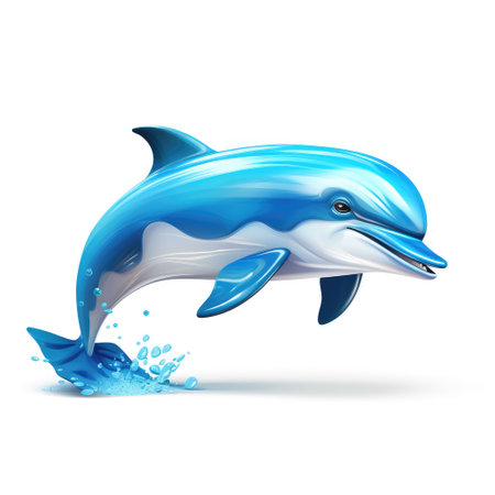 Cartoon of Aquabreeze Dolphin On White Backgroundの素材
