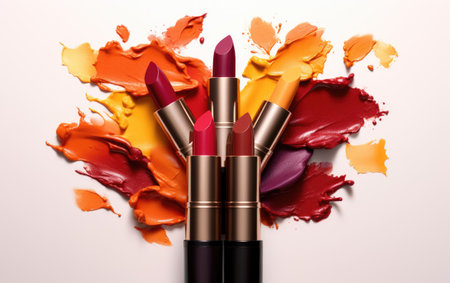 Lipsticks Reflecting Natural Tones On White Backgroundの素材