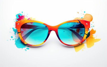 Designer Eyewear Revealed Shades of Style. On White Backgroundの素材
