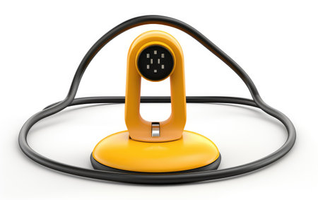 Playful Cable Management Illustration. On White Backgroundの素材