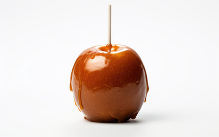 Caramel Apple on White Background.の素材