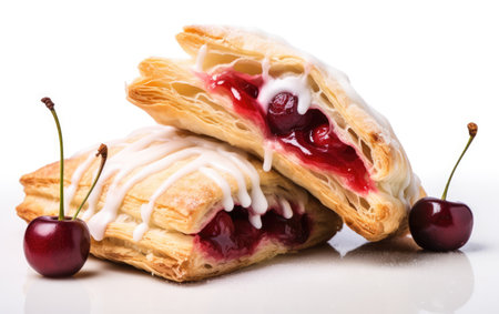 Cherry Turnover Pastry on White Background.の素材