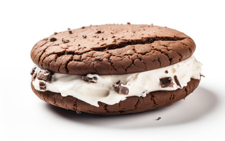 Cream-Filled Cookie on White Background.の素材