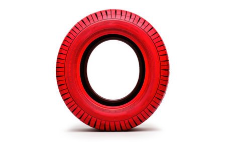 Fire Truck Tyre on White Background.の素材