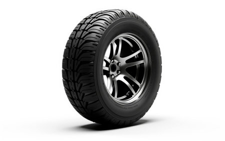 Fire Truck Wheel on White Background.の素材