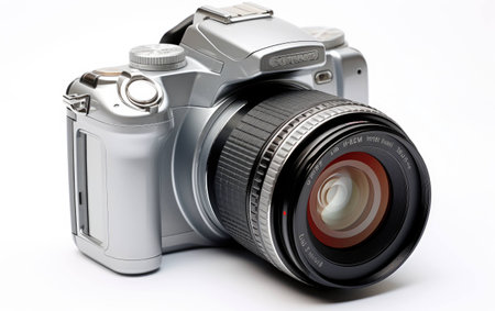 Advanced Digital Photography Gear on White Background.の素材
