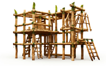 Playground Climbing Frame Detail on White Background.の素材