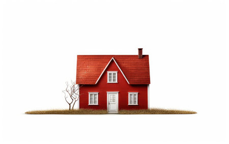 Miniature Crimson Home on White Background.の素材