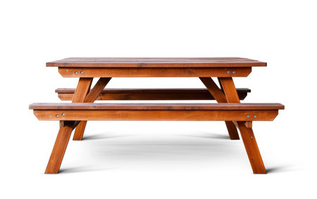 Picnic Table Close-Up on White Background.の素材