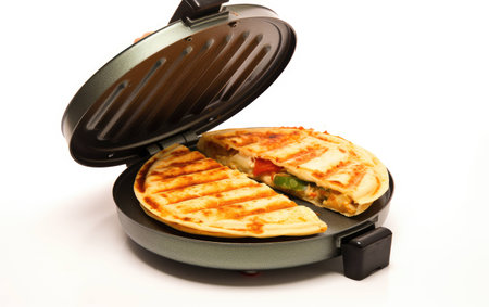 Compact Sandwich Press on White Background.の素材