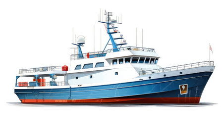 Icebreaker Research Ship on White Background.の素材