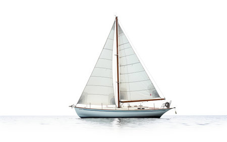 Sailing Sailboat on White Background.の素材