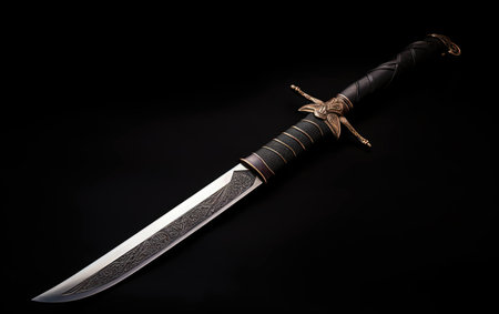 Sgian Dubh Dagger of Scotland on Black Background.の素材
