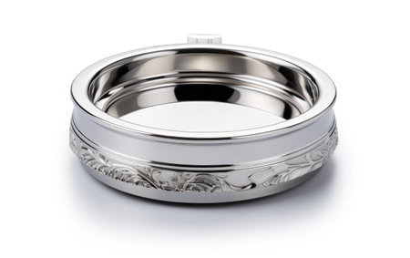 Stylish Silver Smoking Tray on White Background.の素材