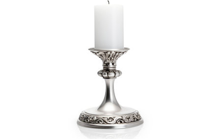 Shiny Candle Holder Accessory on White Background.の素材