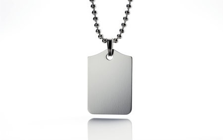 Dog Tag Necklace on White Background.の素材