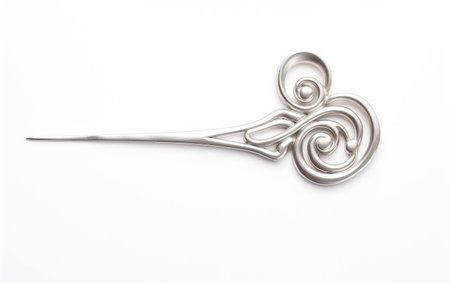 Elegant Silver Hair Accessory on White Background.の素材