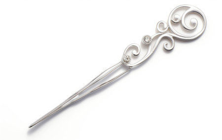 Silver Hair Ornament on White Background.の素材