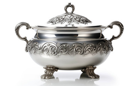 Serving Bowl Shiny Dish on White Background.の素材