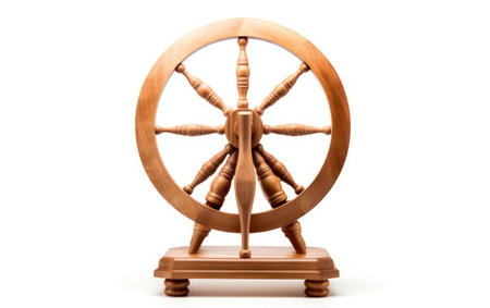 Traditional Spinning Device on White Background.の素材