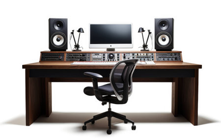 Image Studio Recording Desk on White Background.の素材