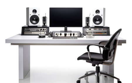 Recording Desk on White Background.の素材