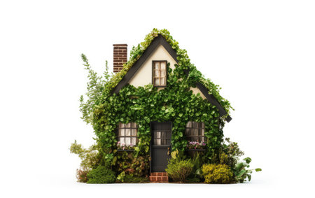 Tiny Garden House on White Background.の素材