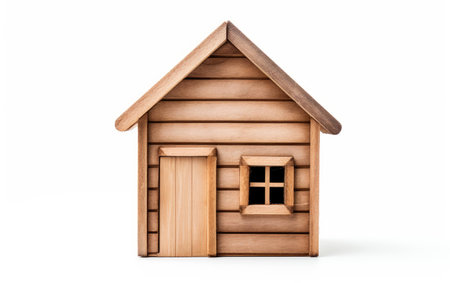 Wooden House on White Background.の素材