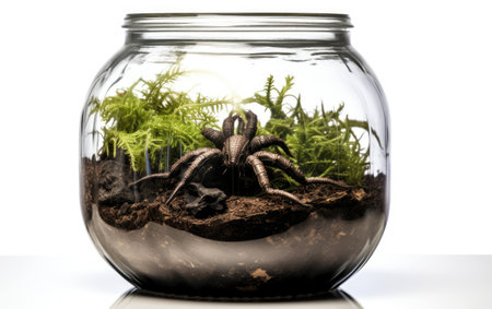 Single Image of Tarantula Habitat on White Background.の素材
