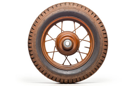 Vintage Motorbike Tyre Photo on White Background.の素材