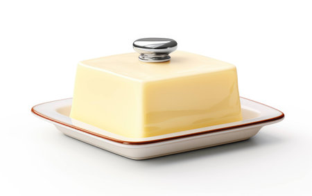 Butter Holder in Focus on White Background.の素材
