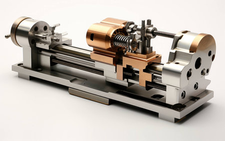 Lathe Slide Mechanism on White Background.の素材